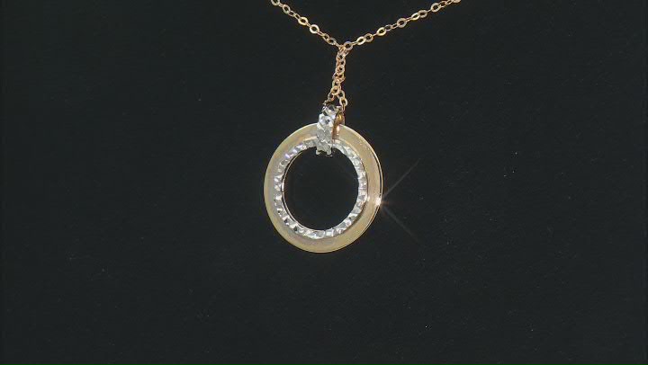 Splendido Oro™ 14k Yellow Gold & Rhodium Over 10k Yellow Gold Circle Pendant 18 Inch Necklace Video Thumbnail