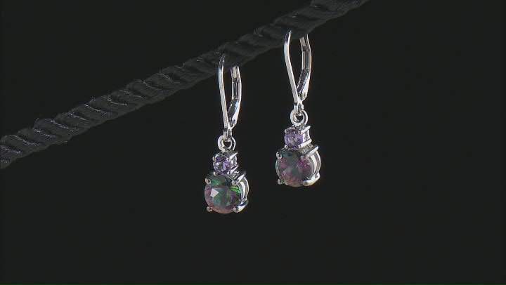 Mystic Fire® Green Topaz Rhodium Over Sterling Silver Earrings 3.74ctw Video Thumbnail