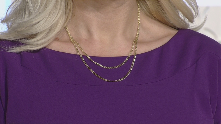 14k Yellow Gold Hollow Curb Link Chain Necklace 18 inch Video Thumbnail