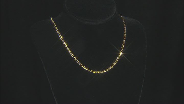 14k Yellow Gold Hollow Curb Link Chain Necklace 18 inch Video Thumbnail