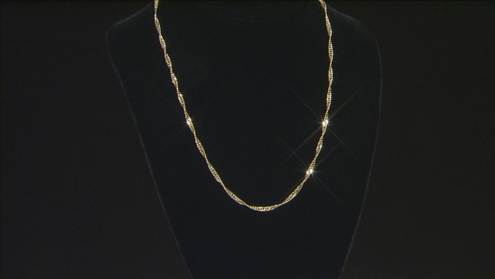14k Yellow Gold 3mm Curb Link Necklace 20 inch Video Thumbnail