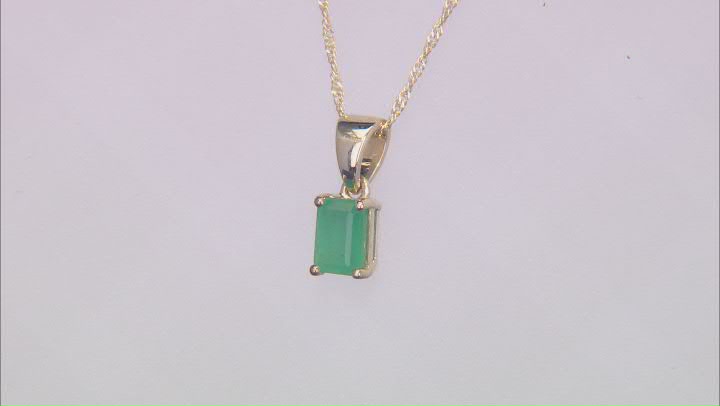 Zambian Emerald 10k Yellow Gold Pendant With Chain 0.86ct Video Thumbnail