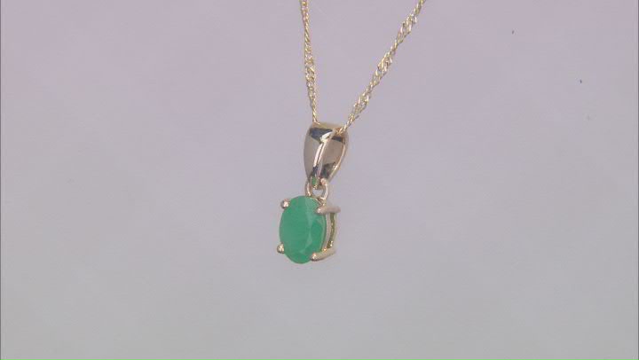 Zambian Emerald 14k Yellow Gold PEndant With Chain 0.67ct Video Thumbnail