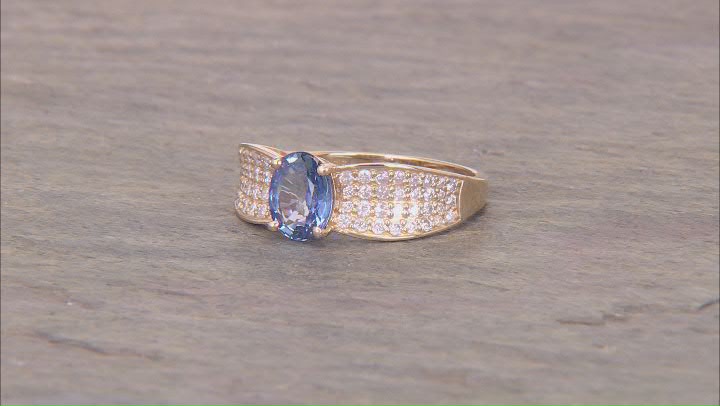 Ceylon Sapphire With White Diamond 14k Yellow Gold Ring 1..88ctw Video Thumbnail