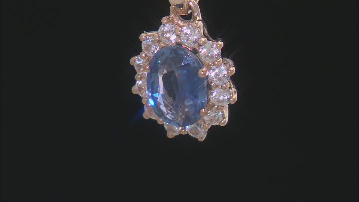 Ceylon Sapphire With White Zircon 14k Yellow Gold Pendant With Chain 1.91ctw Video Thumbnail