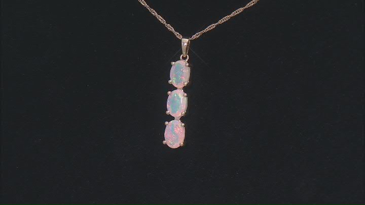 Ethiopian Opal 10k Yellow Gold Pendant With Chain 0.54ctw Video Thumbnail