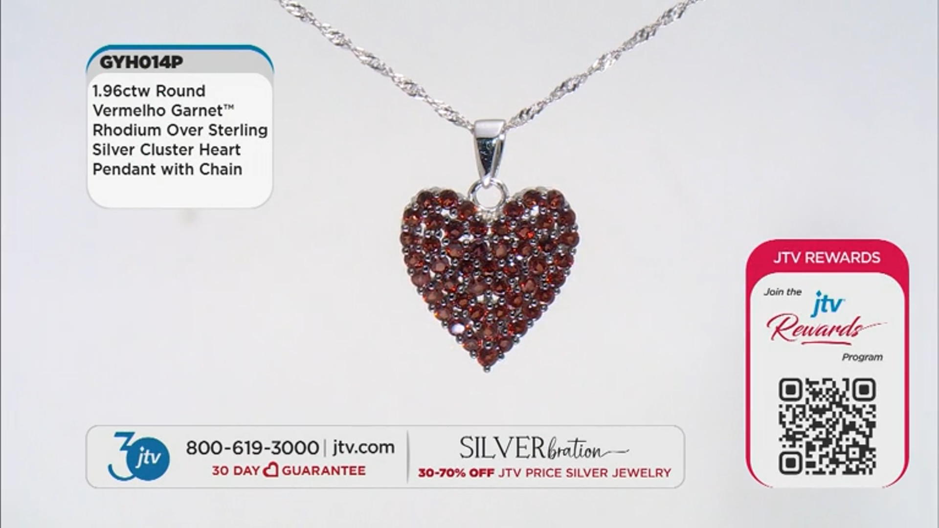 Red garnet rhodium over sterling silver cluster  pendant with chain 1.96ctw Video Thumbnail