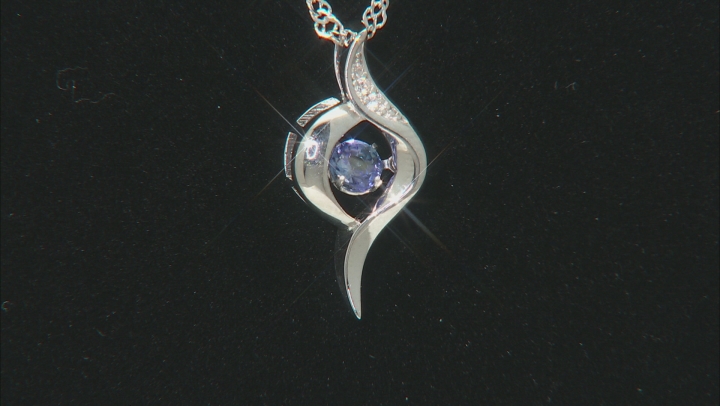 Blue Tanzanite Rhodium Over Silver "Dancing" Slide with Chain  .27ctw Video Thumbnail