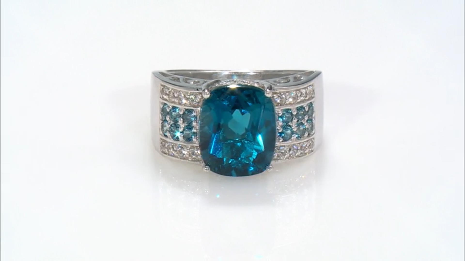 London Blue Topaz Rhodium Over Sterling Silver Ring 6.94ctw Video Thumbnail