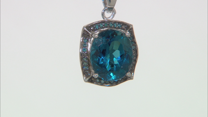 London Blue Topaz Rhodium Over Sterling Silver Pendant with Chain 5.19ctw Video Thumbnail