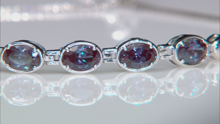 Blue lab created alexandrite rhodium over silver bolo bracelet 2.98ctw Video Thumbnail