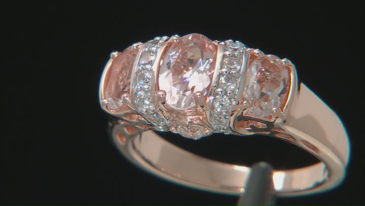 Peach morganite 18k rose gold over silver ring 1.63ctw Video Thumbnail