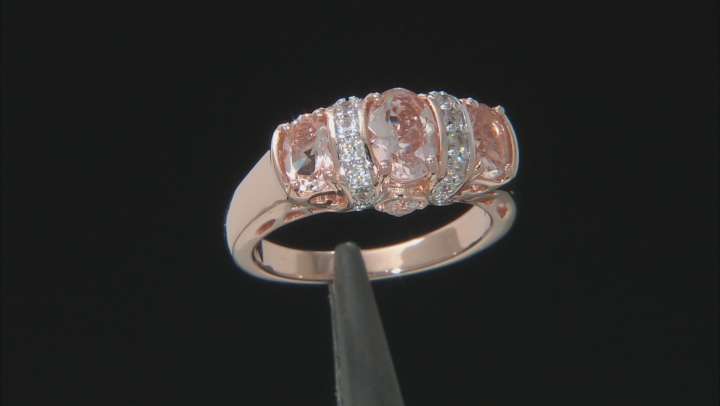 Peach morganite 18k rose gold over silver ring 1.63ctw Video Thumbnail