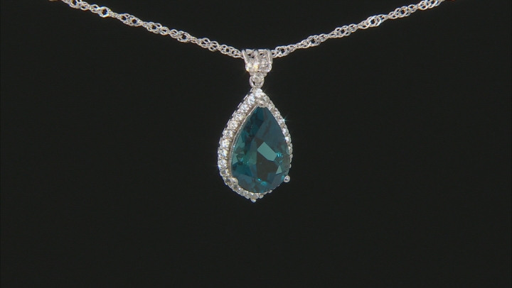 London Blue Topaz Rhodium Over Silver Pendant with Chain 6.62ctw ...