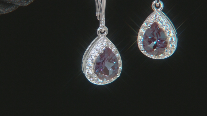 Blue lab created alexandrite rhodium over silver earrings 1.63ctw Video Thumbnail