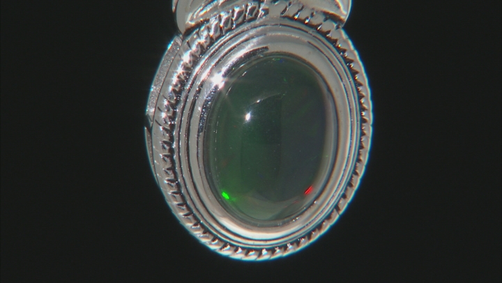 Black Ethiopian Opal Sterling Silver Slide With Chain .60ct Video Thumbnail