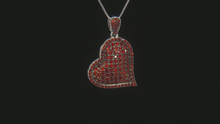Red Garnet Rhodium Over Sterling Silver Heart Pendant With Chain 3 ...