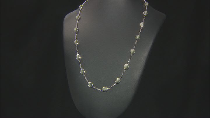 Green Cats Eye Quartz Sterling Silver Station Necklace Video Thumbnail