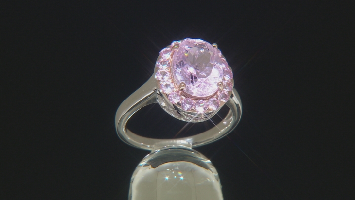 Pink Kunzite Rhodium Over Sterling Silver Ring 3.28ctw Video Thumbnail