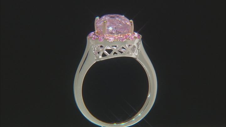 Pink Kunzite Rhodium Over Sterling Silver Ring 3.28ctw Video Thumbnail