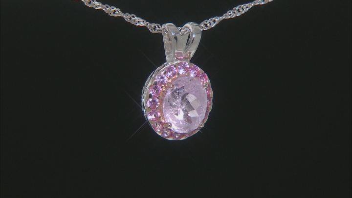 Pink Kunzite Rhodium Over Sterling Silver Pendant With Chain 3.28ctw Video Thumbnail