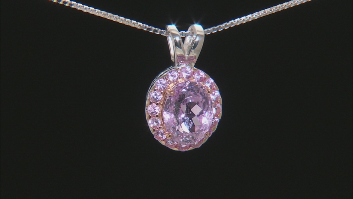 Pink Kunzite Rhodium Over Sterling Silver Pendant With Chain 3.28ctw Video Thumbnail