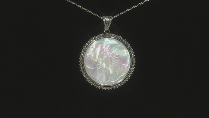 White Mother-Of-Pearl Rhodium Over Sterling Silver Enhancer With Chain Video Thumbnail