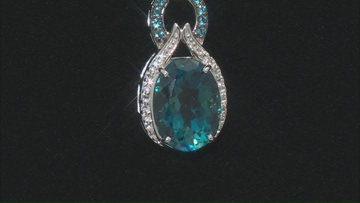 London Blue Topaz Rhodium Over Sterling Silver Pendant With Chain 10.89ctw Video Thumbnail