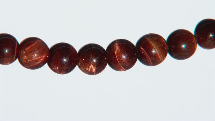 Mahogany Tigers Eye Rhodium Over Sterling Silver Bead Necklace Video Thumbnail