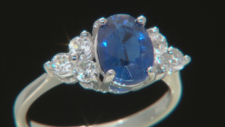 Blue Kyanite Rhodium Over Sterling Silver Ring 2.62ctw Video Thumbnail