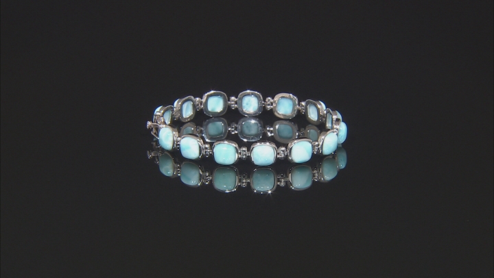 Blue Larimar Rhodium Over Sterling Silver Bracelet Video Thumbnail