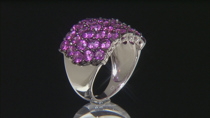 Purple Rhodolite Rhodium Over Sterling Silver Ring 5.27ctw Video Thumbnail