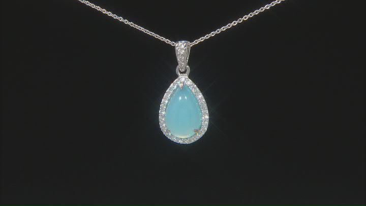 Blue Chalcedony Sterling Silver Pendant With Chain .74ctw Video Thumbnail