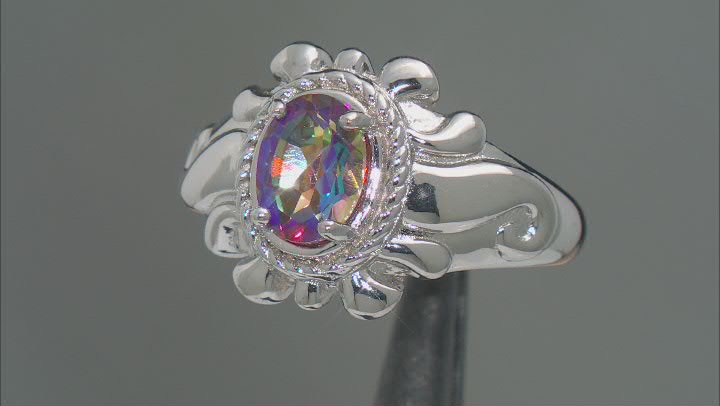 Multicolor Northern Lights(TM) Quartz Rhodium Over Sterling Silver Solitaire Ring 0.94ct Video Thumbnail