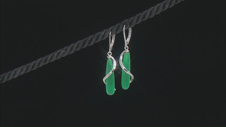 Green Onyx Rhodium Over Sterling Silver Dangle Earrings Video Thumbnail