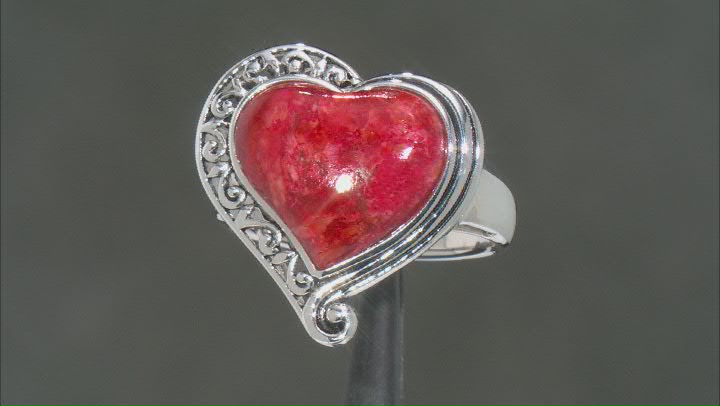 Red Coral Sterling Silver Ring Video Thumbnail