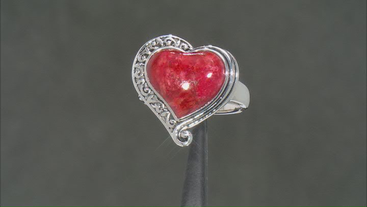 Red Coral Sterling Silver Ring Video Thumbnail