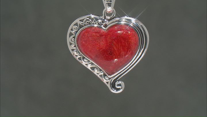 Red Coral Sterling Silver Pendant With Chain Video Thumbnail