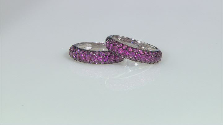 Raspberry Rhodolite Rhodium Over Sterling Silver Band Ring Set of 2 2.49ctw Video Thumbnail