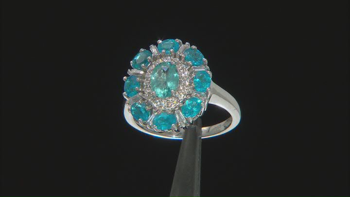 Blue Apatite Rhodium Over Sterling Silver Ring 2.17ctw Video Thumbnail