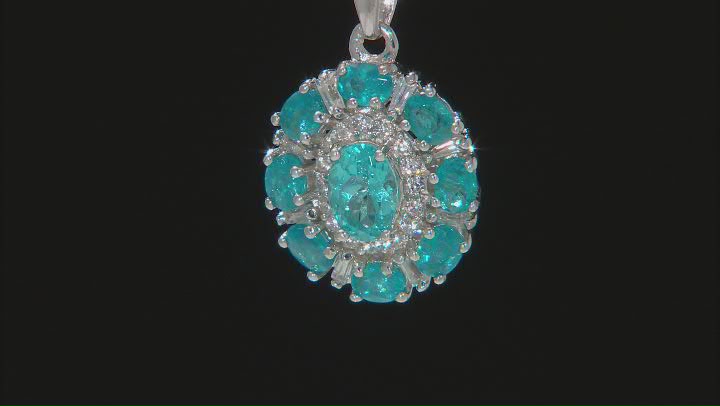 Blue Apatite Rhodium Over Sterling Silver Pendant With Chain 2.21ctw Video Thumbnail