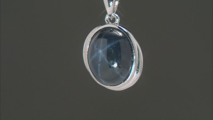 Blue Star Sapphire Rhodium Over Sterling Silver Solitaire Pendant With Chain Video Thumbnail
