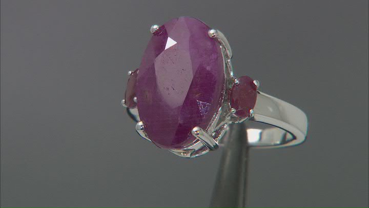 Red Indian Ruby Rhodium Over Sterling Silver Ring 8.93ctw Video Thumbnail