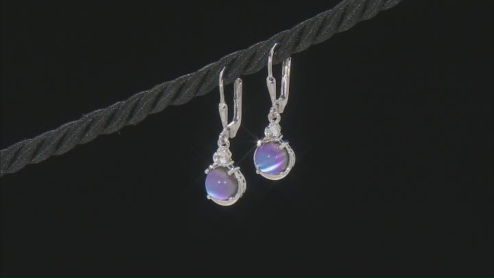 Violet AuroraMoonstone Rhodium Over Sterling Silver Dangle Earrings 0.25ctw Video Thumbnail