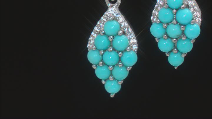 Blue Sleeping Beauty Turquoise Rhodium Over Sterling Silver Dangle Earrings Video Thumbnail