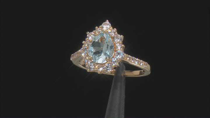 Blue Aquamarine 18k Yellow Gold Over Sterling Silver Ring 2.31ctw Video Thumbnail