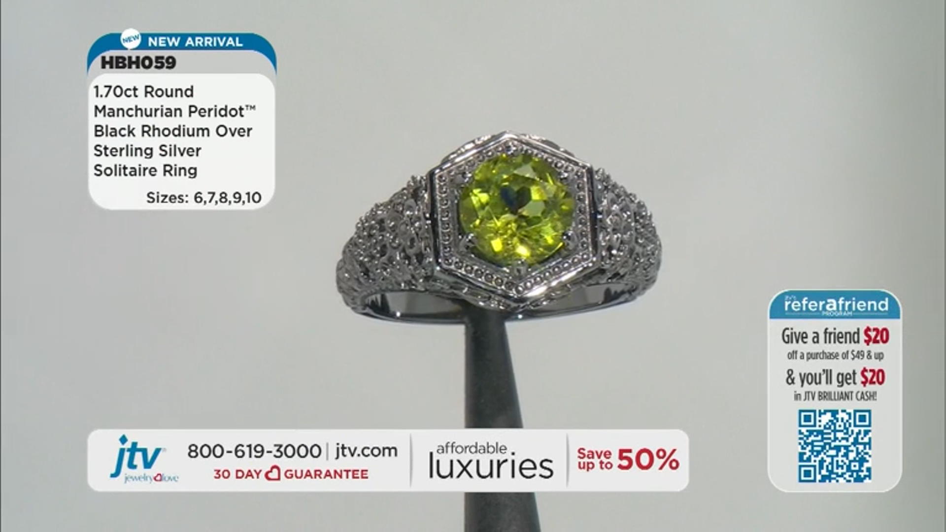 Green Peridot Black Rhodium Over Sterling Silver Solitaire Ring 1.70ct Video Thumbnail