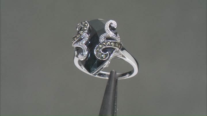 Black Spinel Rhodium Over Sterling Silver Ring 6.04ctw Video Thumbnail