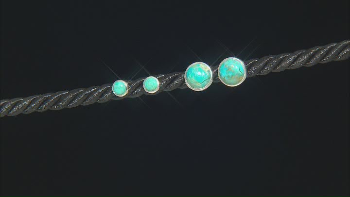 Blue Kingman Turquoise Sterling Silver Stud Earrings Set of 2 Video Thumbnail