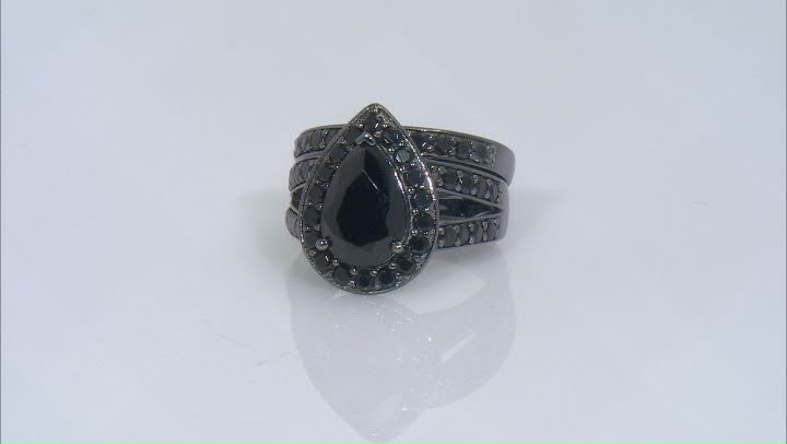 Black Spinel, Black Rhodium Over Sterling Silver Ring Set of 2 4.79ctw Video Thumbnail